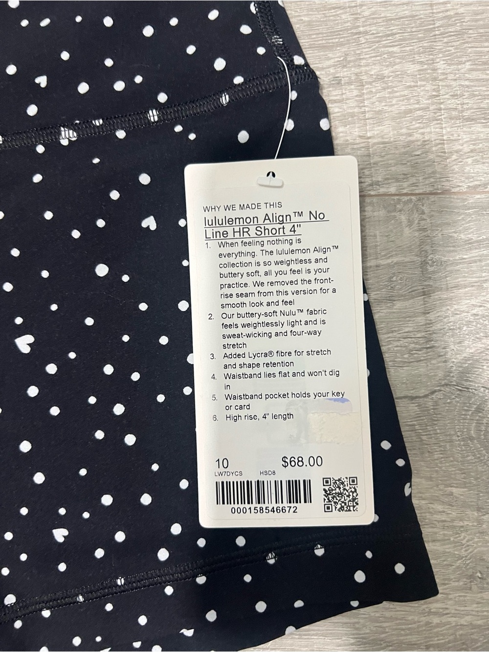NWT lululemon athletica Black High-Rise Heart Dot Bike Shorts - Picture 4 of 4